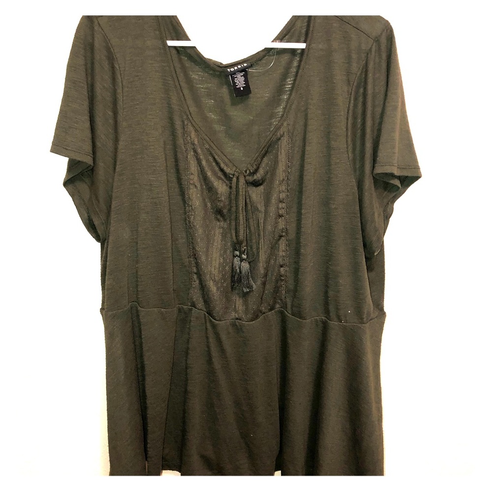 Torrid Olive Green Peplum Lace Top